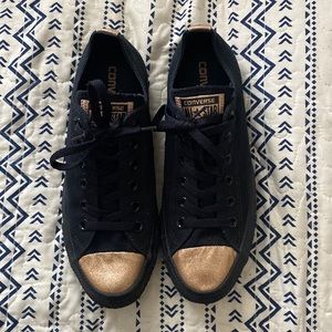All black Converse with gold size 9 women’s
